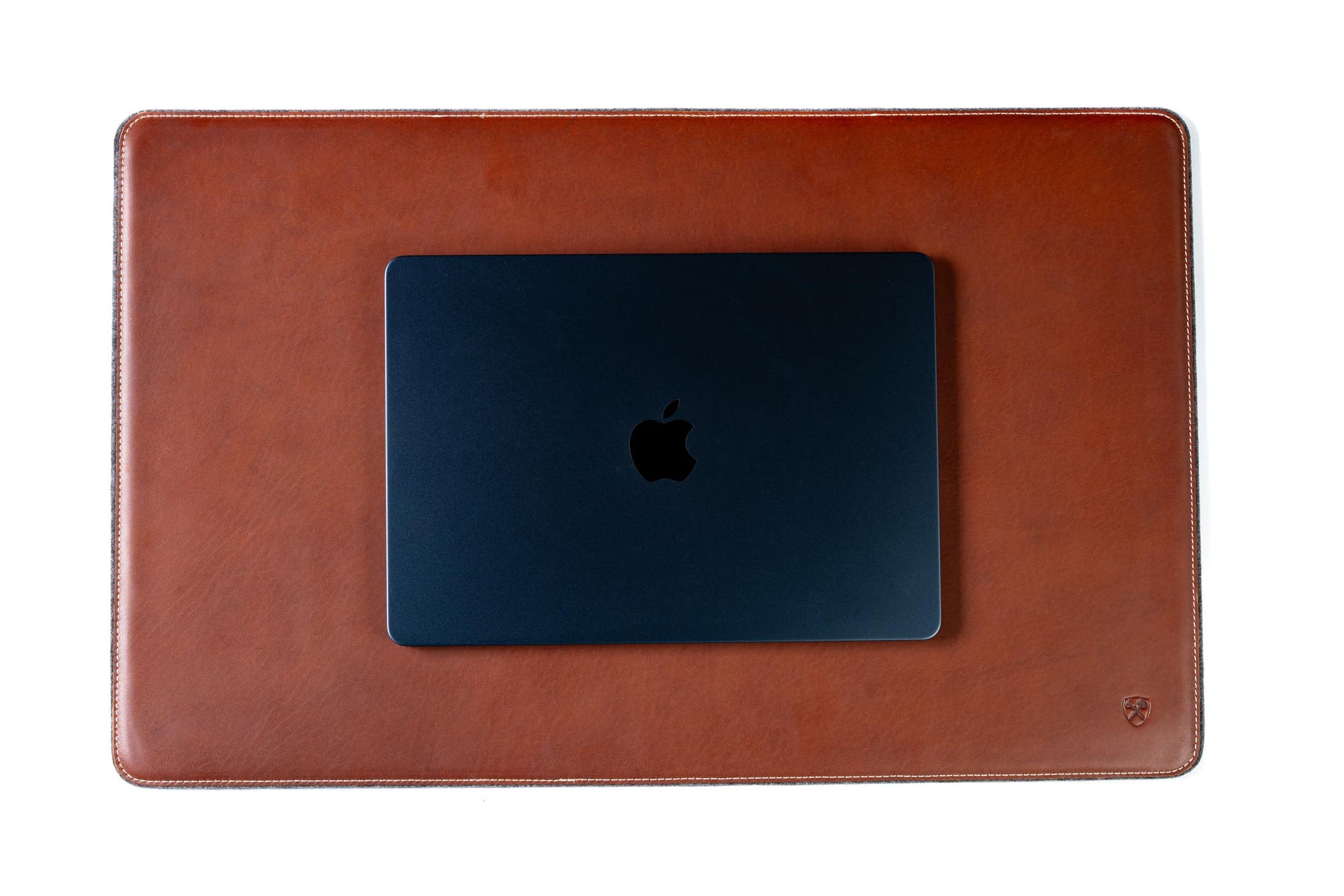 Burton Goods LLC® Leather Accessories Light Mahogany Leather And Woolen Desk Pad