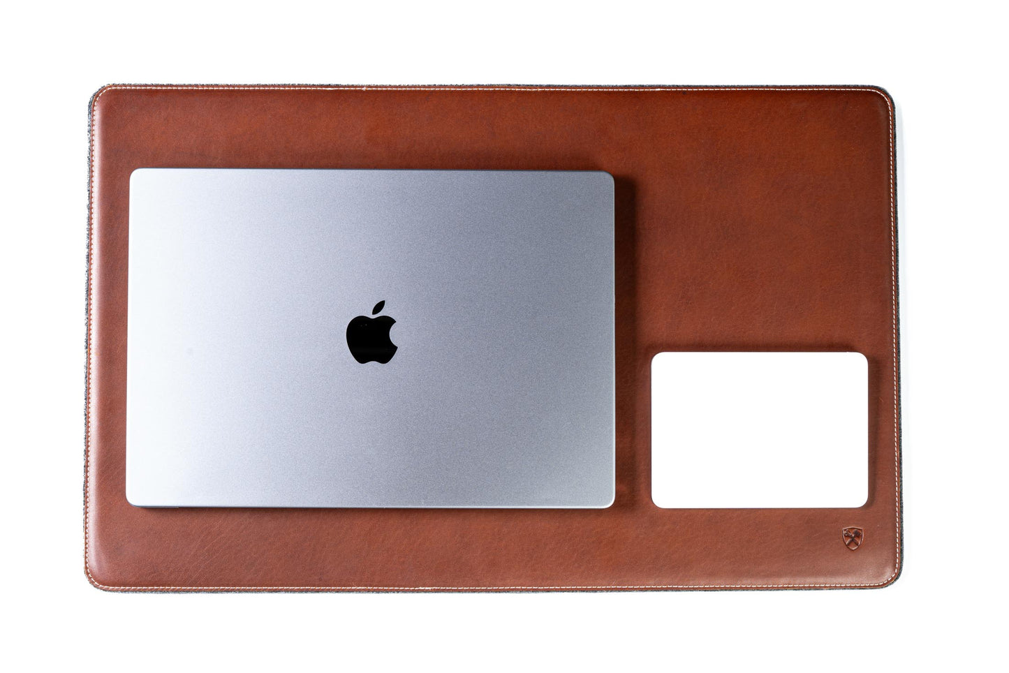 Burton Goods LLC® Leather Accessories Light Mahogany Leather And Woolen Desk Pad