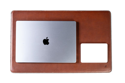 Burton Goods LLC® Leather Accessories Light Mahogany Leather And Woolen Desk Pad