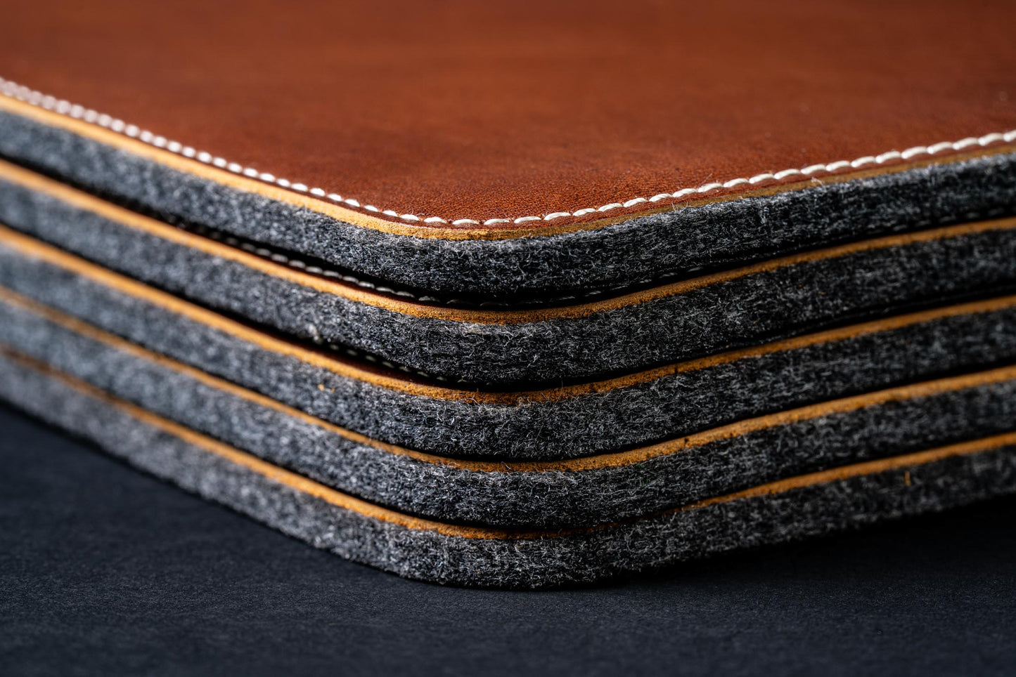 Burton Goods LLC® Leather Accessories Light Mahogany Leather And Woolen Desk Pad