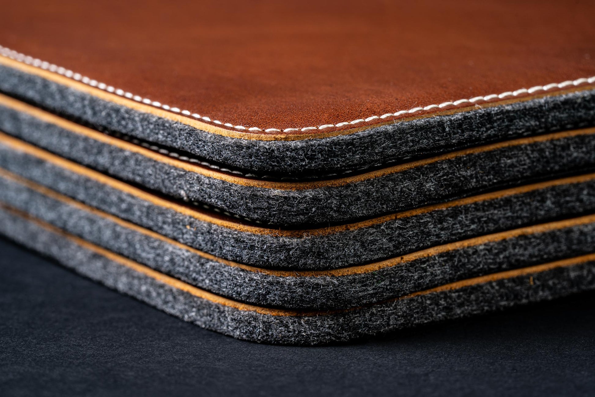 Burton Goods LLC® Leather Accessories Light Mahogany Leather And Woolen Desk Pad