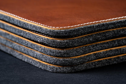 Burton Goods LLC® Leather Accessories Light Mahogany Leather And Woolen Desk Pad