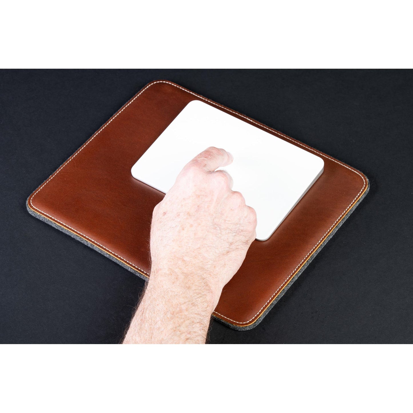 Burton Goods LLC® Leather Accessories Light Mahogany Leather Mouse Pad