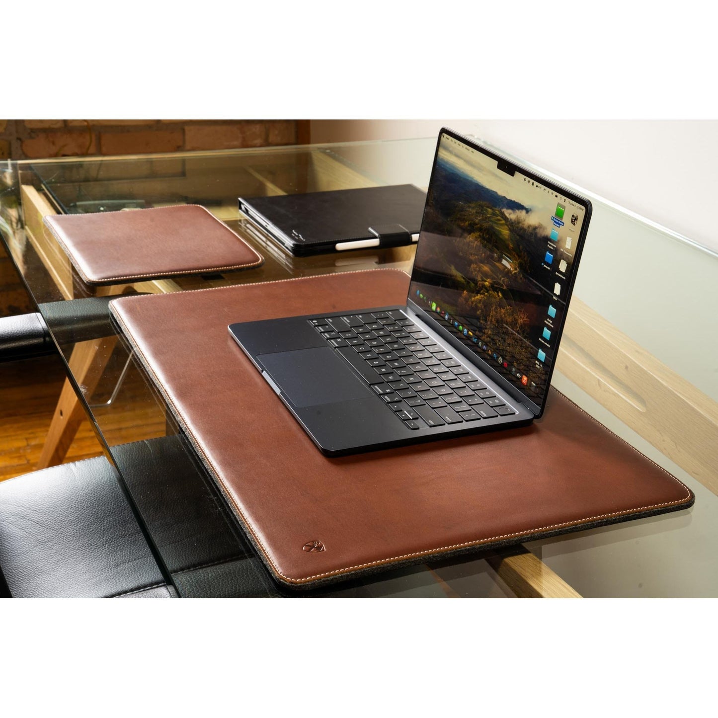 Burton Goods LLC® Leather Accessories Light Mahogany Leather Mouse Pad