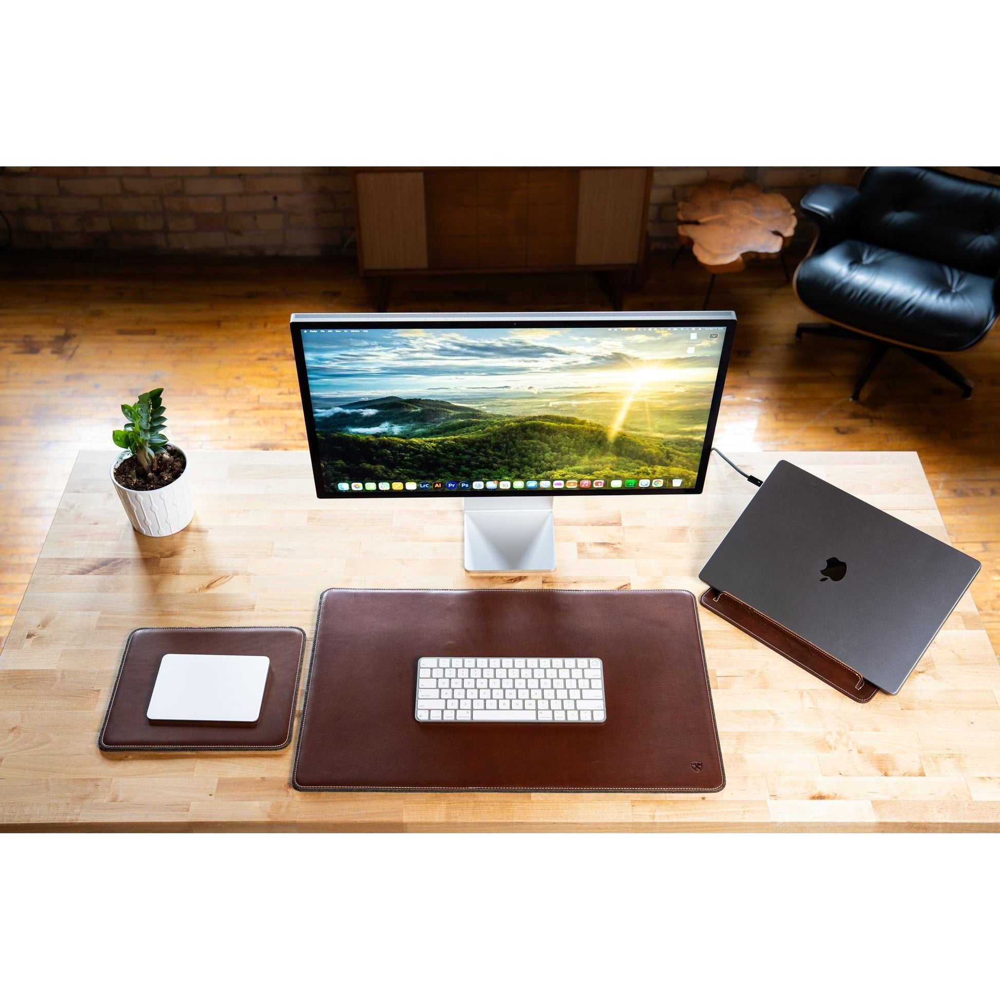 Burton Goods LLC® Leather Accessories Light Mahogany Leather Mouse Pad