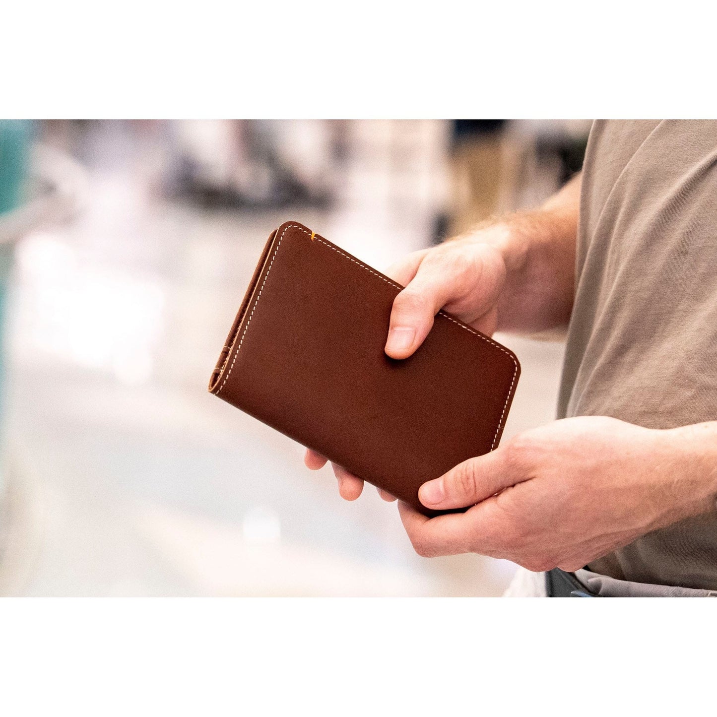 Burton Goods LLC® Leather Accessories Light Mahogany Slim Passport Leather Wallet