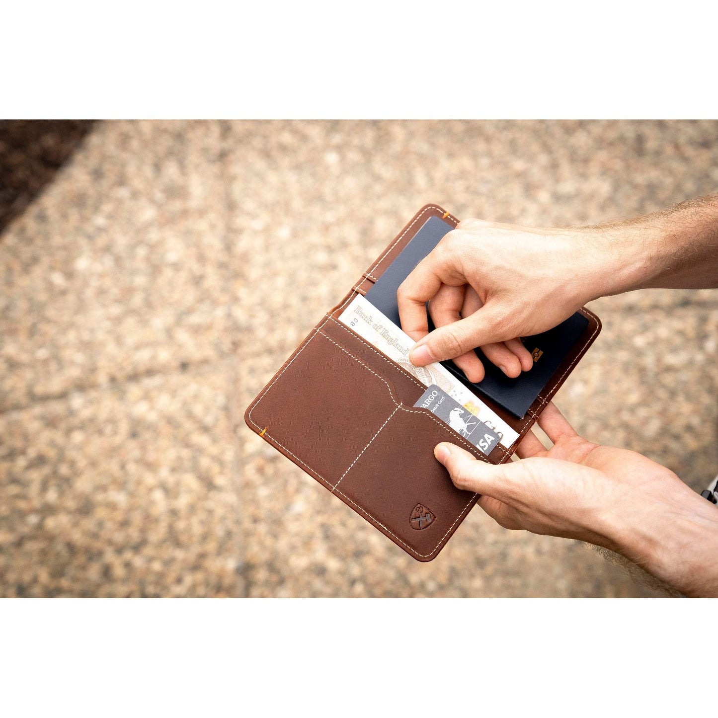 Burton Goods LLC® Leather Accessories Light Mahogany Slim Passport Leather Wallet