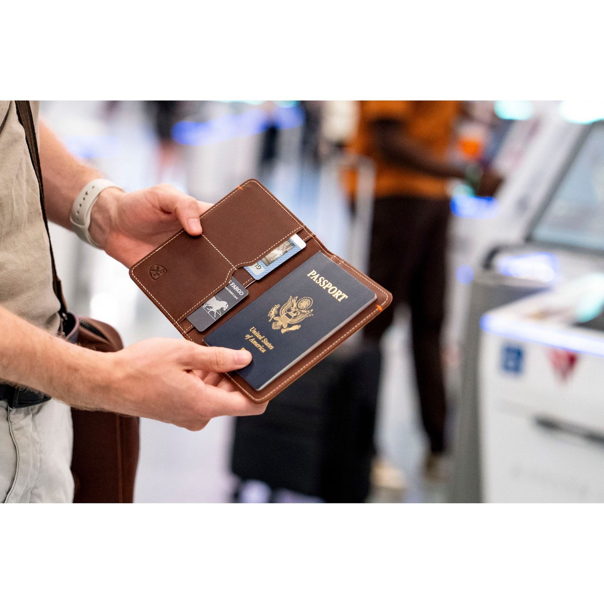 Burton Goods LLC® Leather Accessories Light Mahogany Slim Passport Leather Wallet