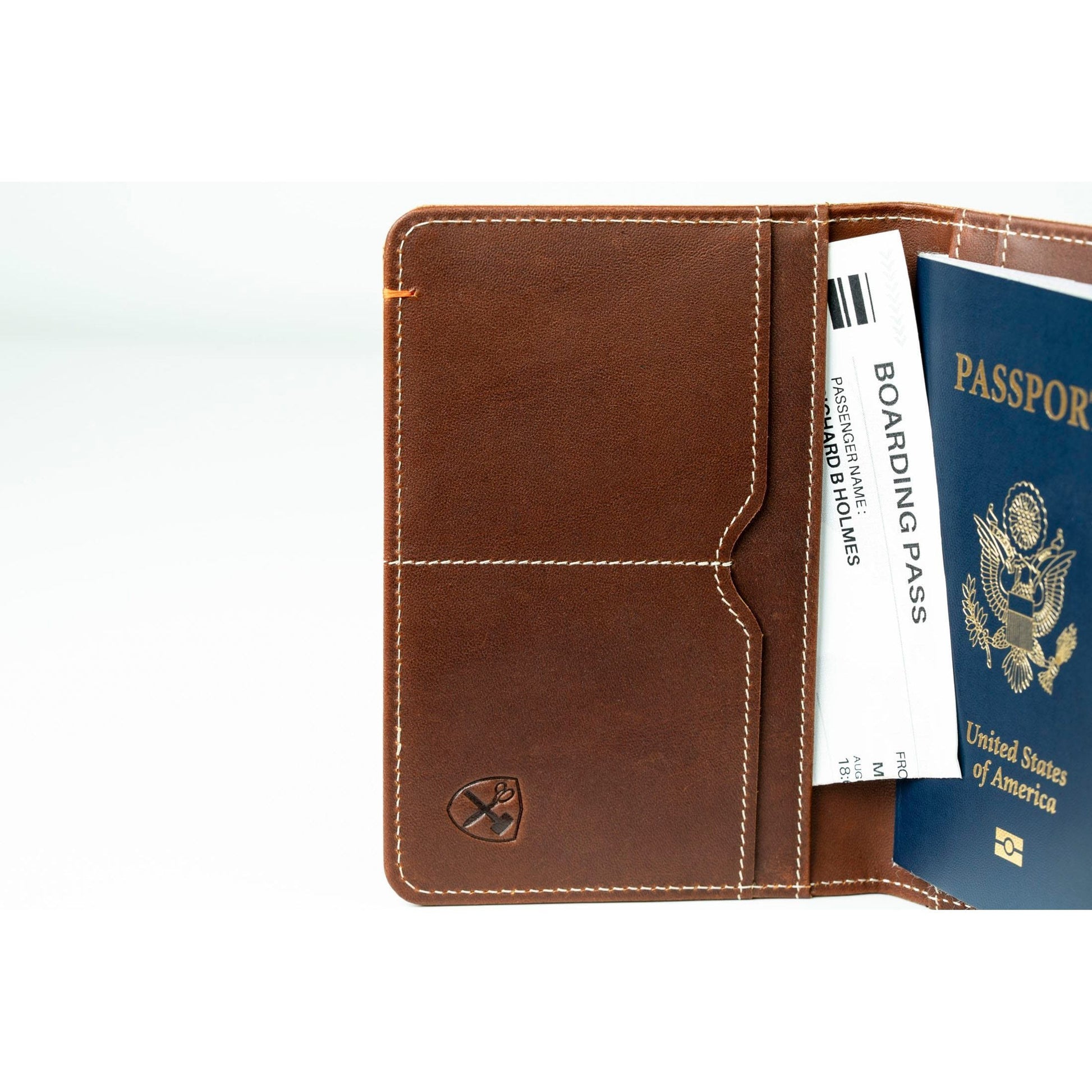 Burton Goods LLC® Leather Accessories Light Mahogany Slim Passport Leather Wallet