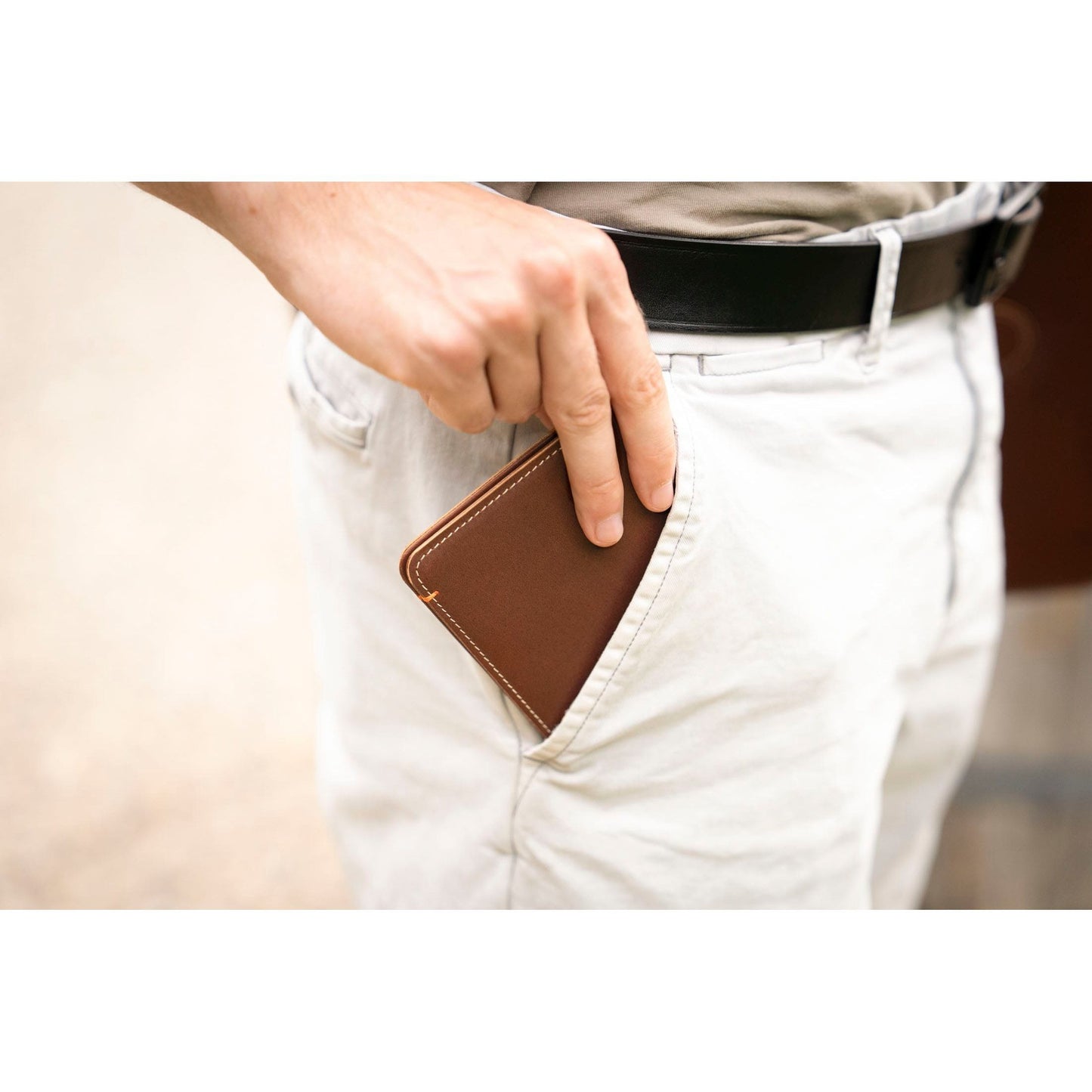 Burton Goods LLC® Leather Accessories Light Mahogany Slim Passport Leather Wallet