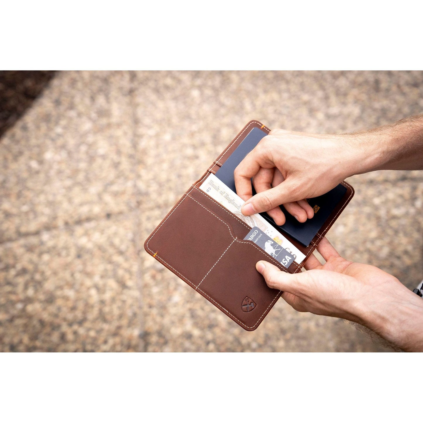 Burton Goods LLC® Leather Accessories Light Mahogany Slim Passport Leather Wallet