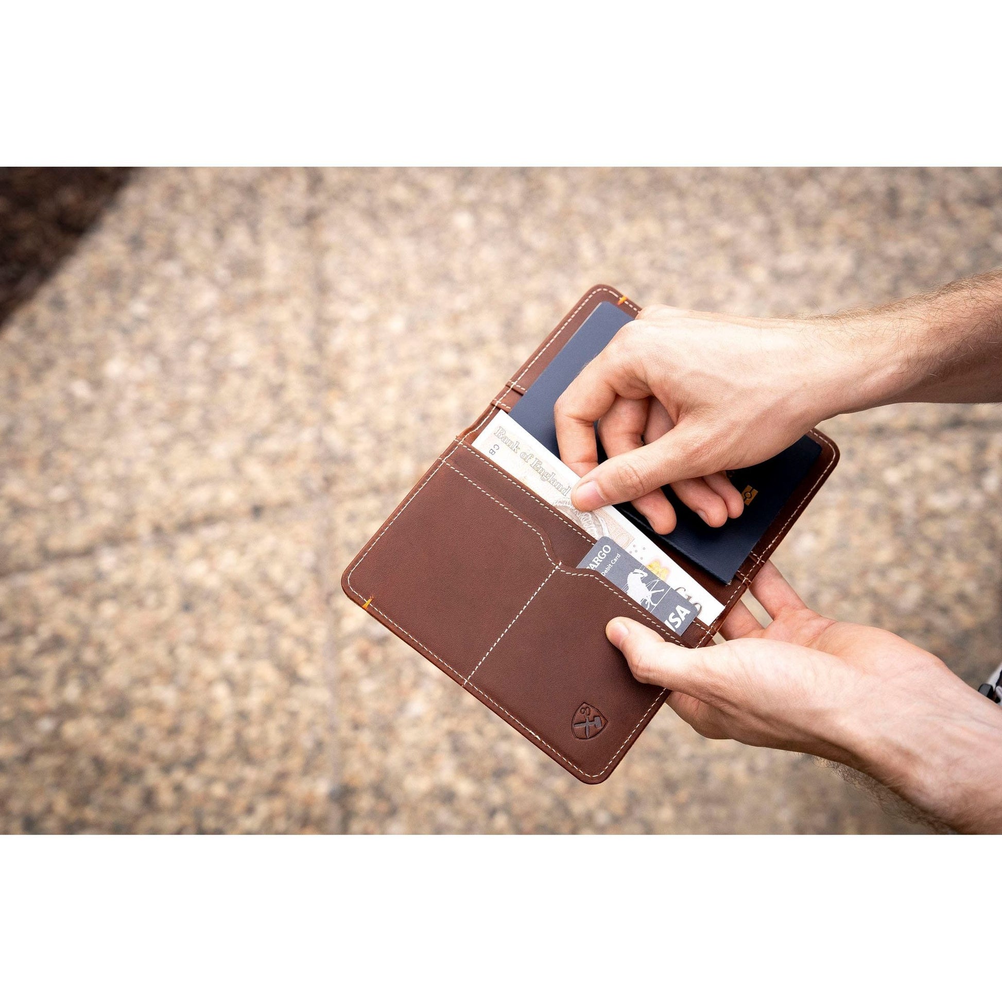 Burton Goods LLC® Leather Accessories Light Mahogany Slim Passport Leather Wallet