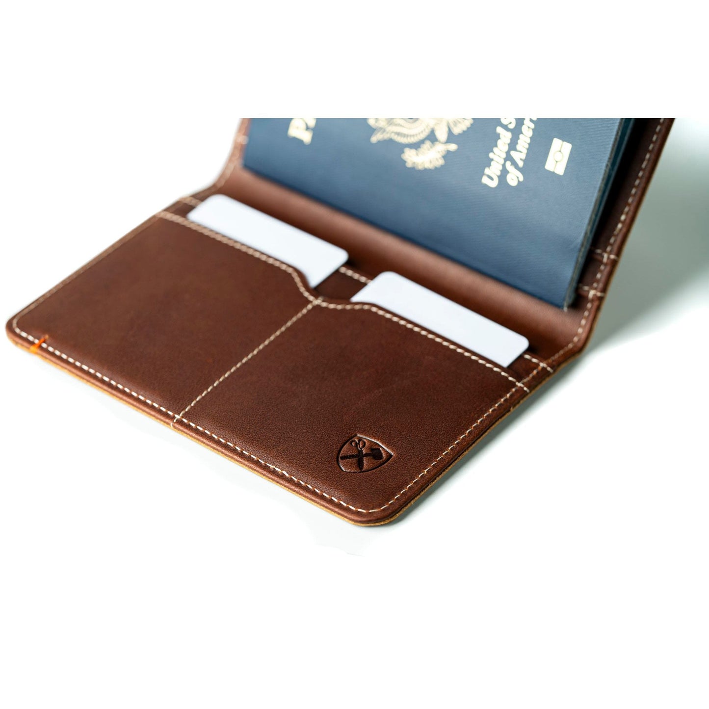 Burton Goods LLC® Leather Accessories Light Mahogany Slim Passport Leather Wallet