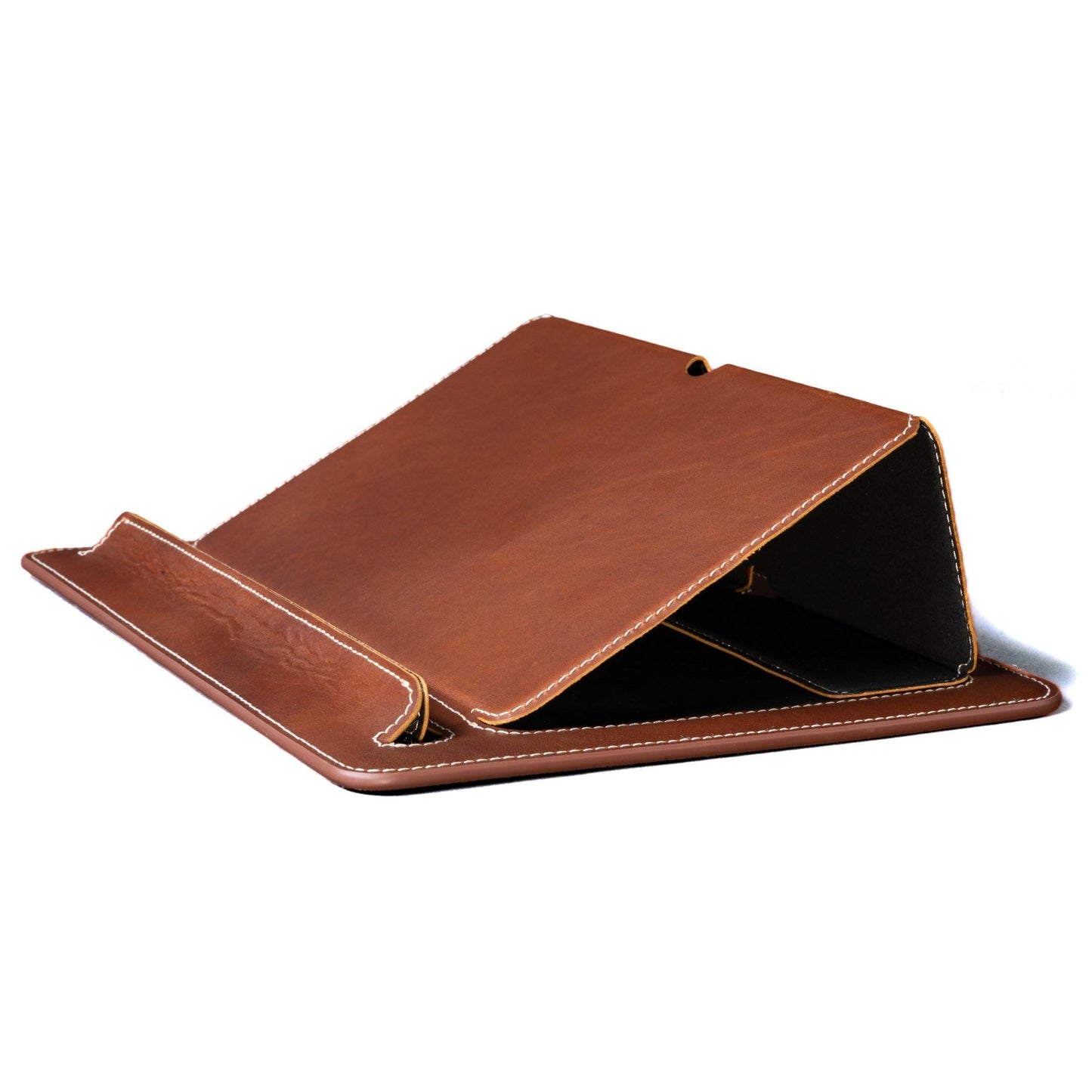 Burton Goods LLC® Leather Accessories Light Mahogany Travel And Desk Leather Laptop Stand