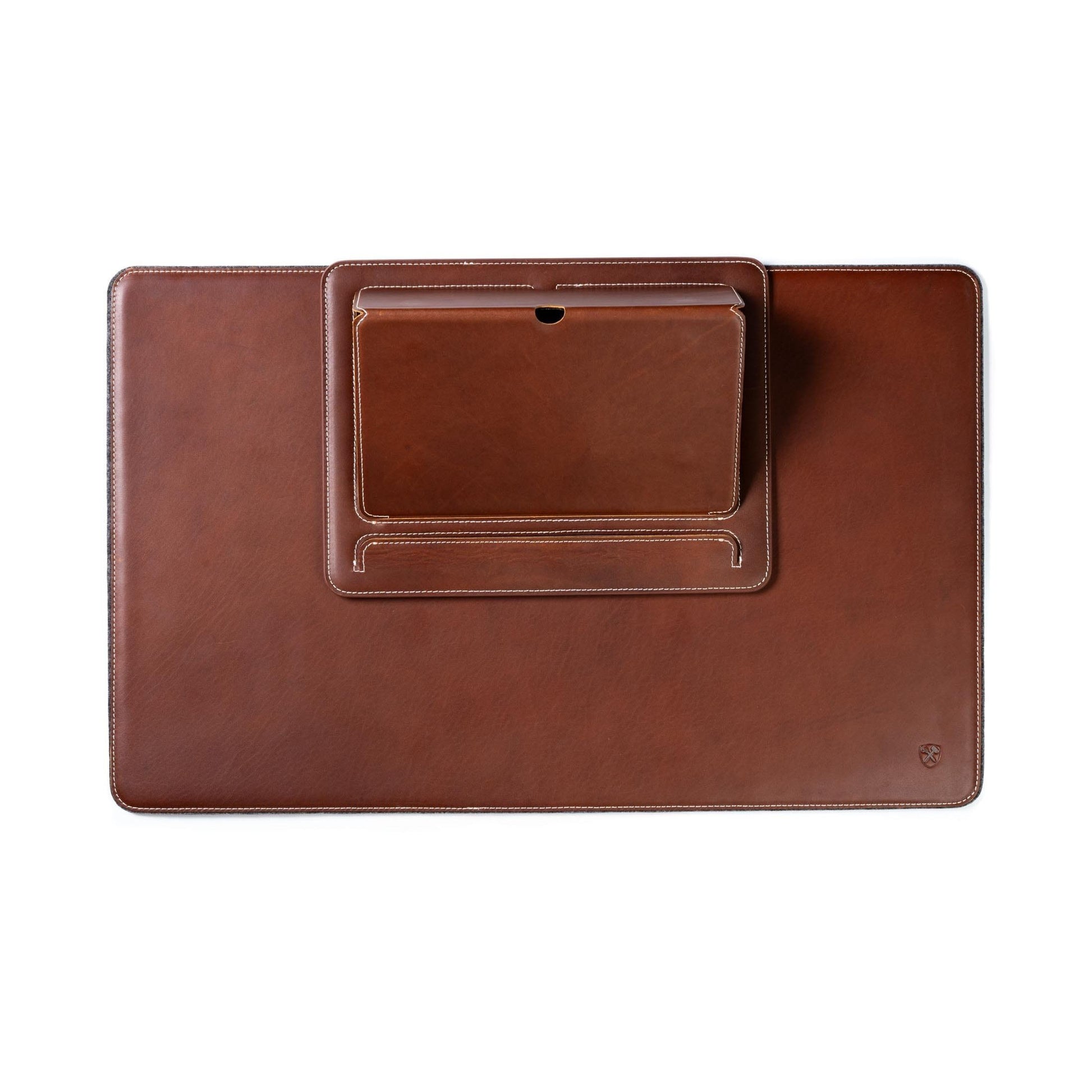 Burton Goods LLC® Leather Accessories Light Mahogany Travel And Desk Leather Laptop Stand