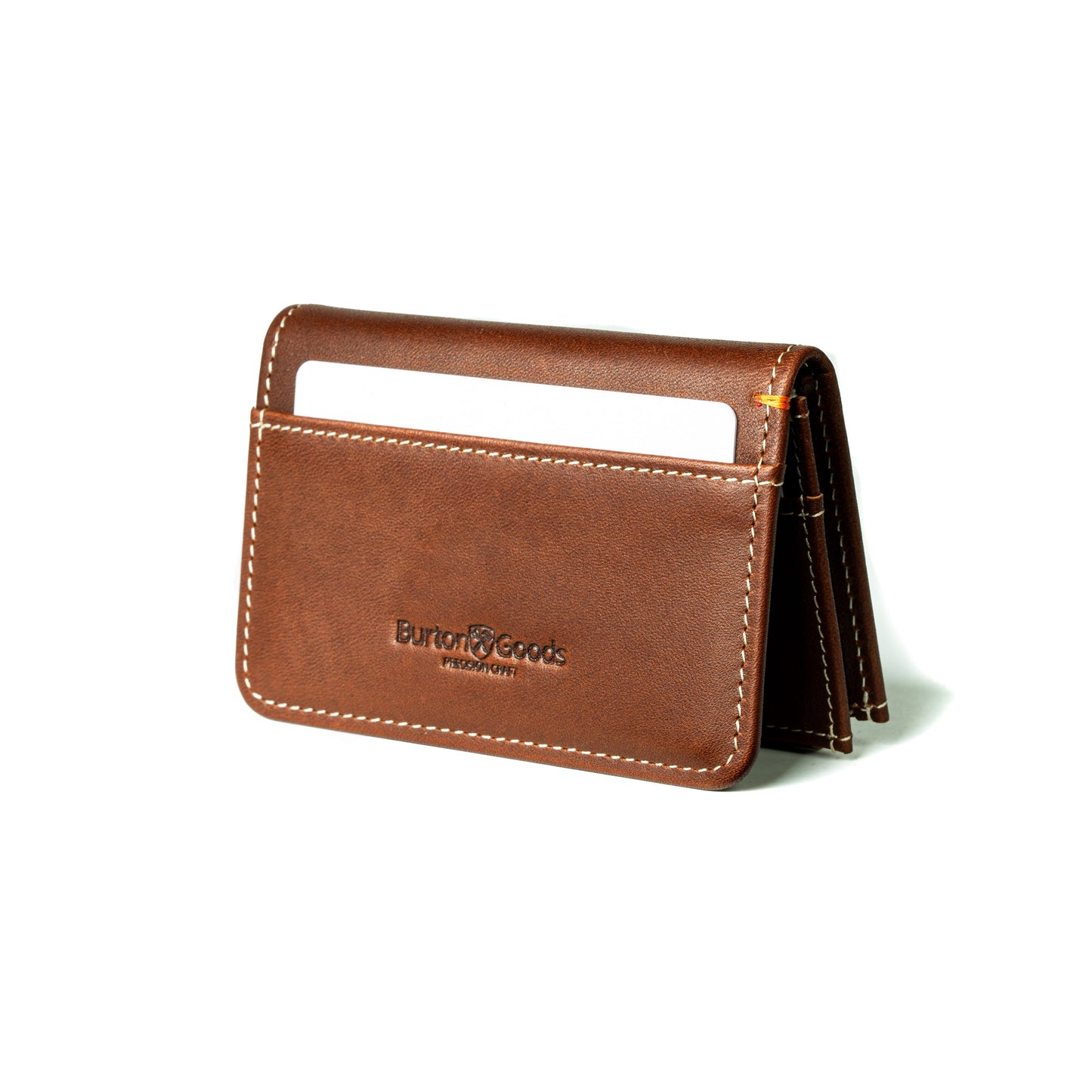 Burton Goods LLC® Light Mahogany Ultra Compact Bi-Fold Leather Wallet