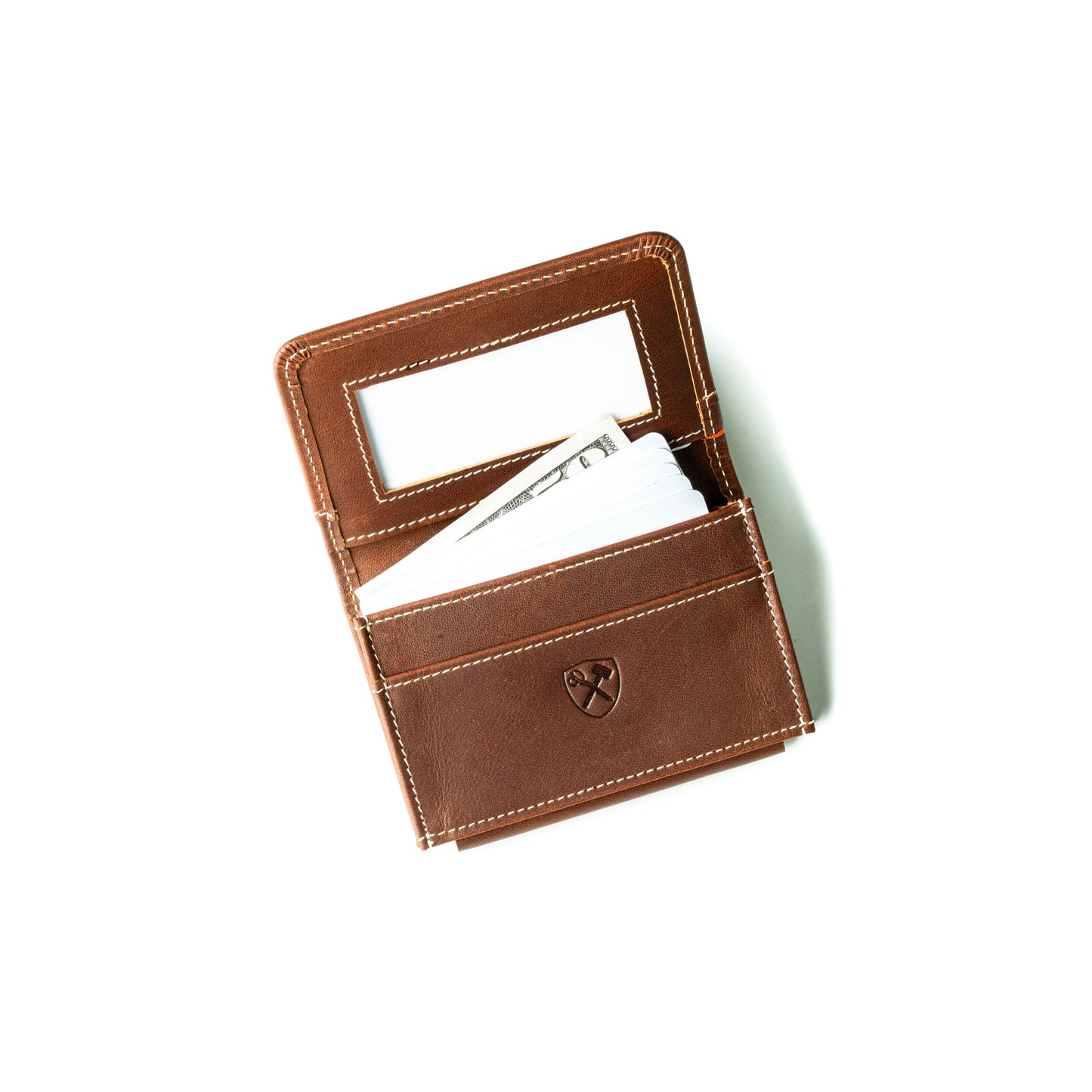 Burton Goods LLC® Light Mahogany Ultra Compact Bi-Fold Leather Wallet