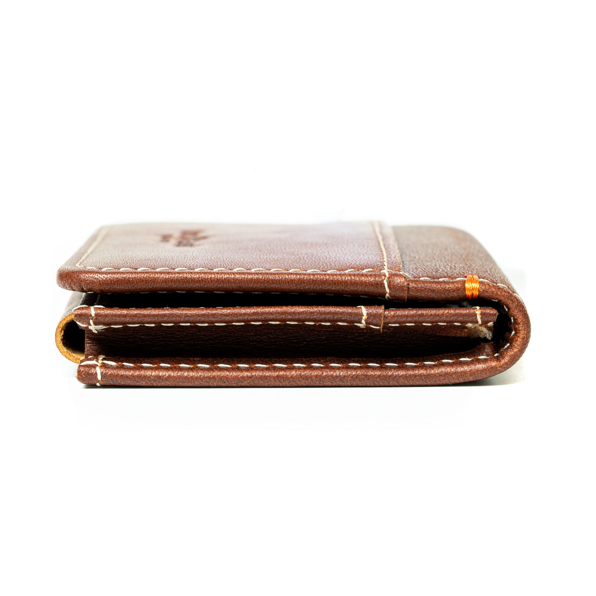 Burton Goods LLC® Light Mahogany Ultra Compact Bi-Fold Leather Wallet