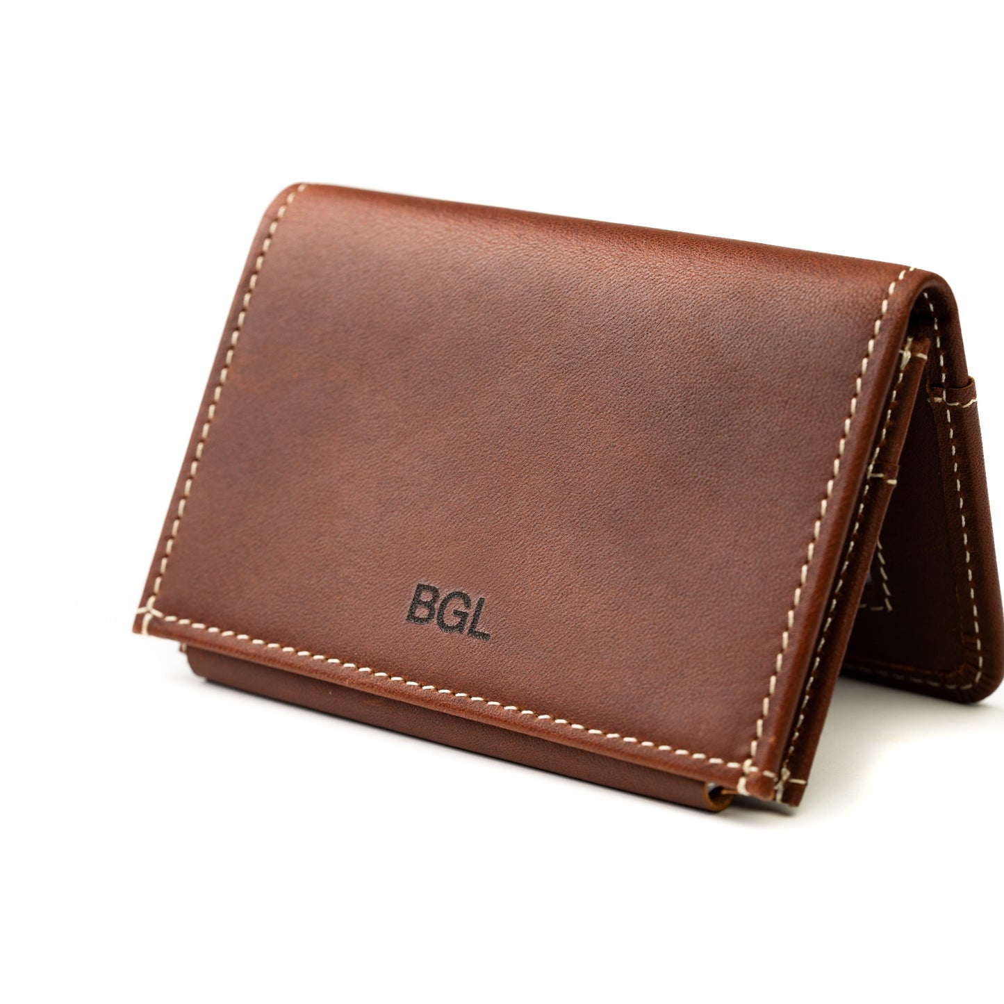 Burton Goods LLC® Light Mahogany Ultra Compact Bi-Fold Leather Wallet