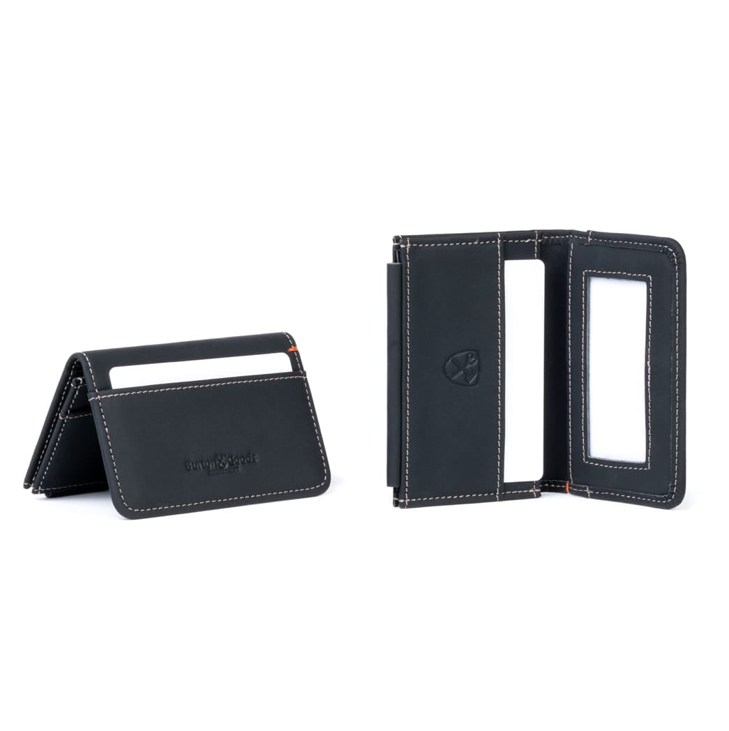 Burton Goods LLC® Leather Accessories Galloper Black Ultra Compact Bi-Fold Leather Wallet