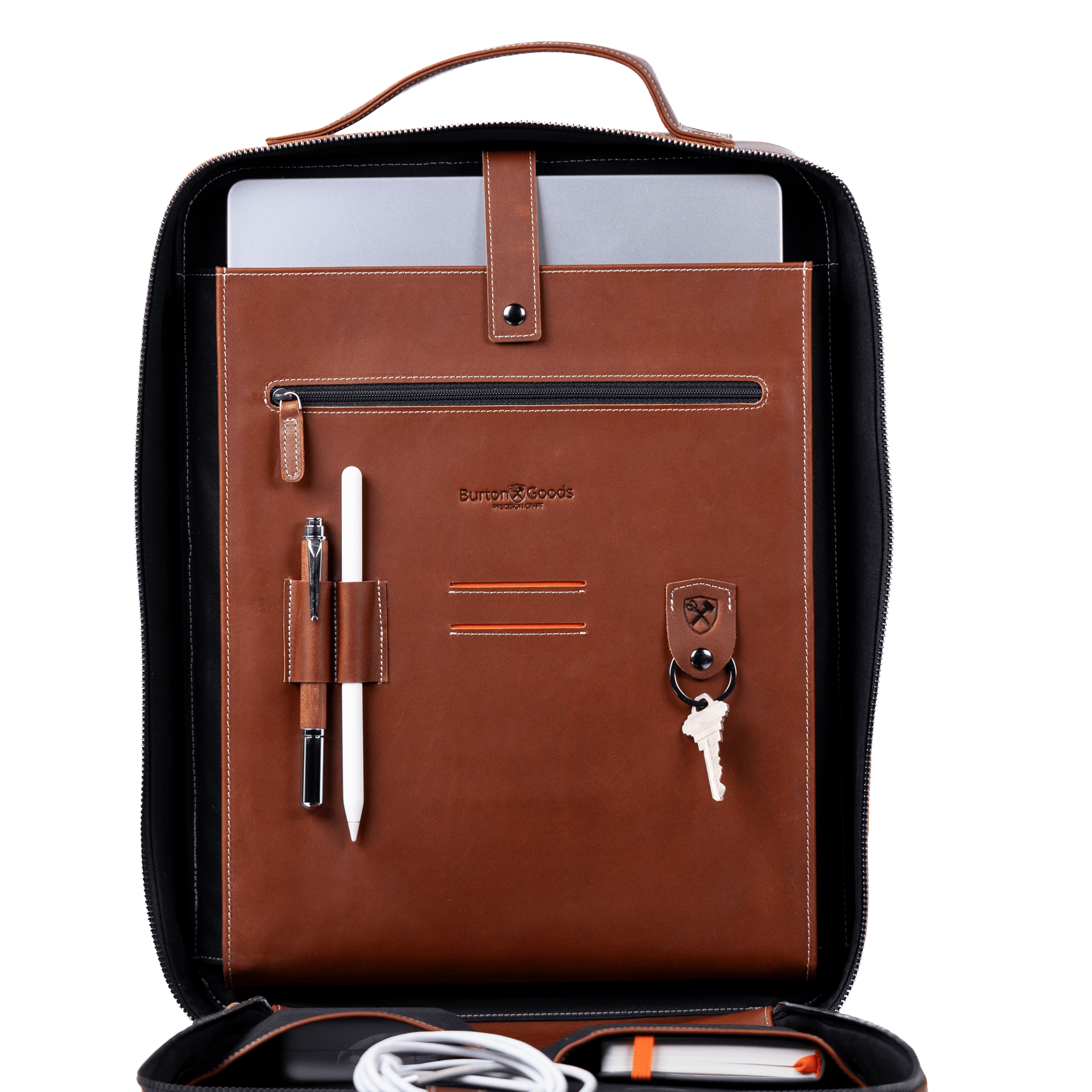 Burton Goods LLC® Leather Bag Mahogany Modern Leather Laptop Backpack