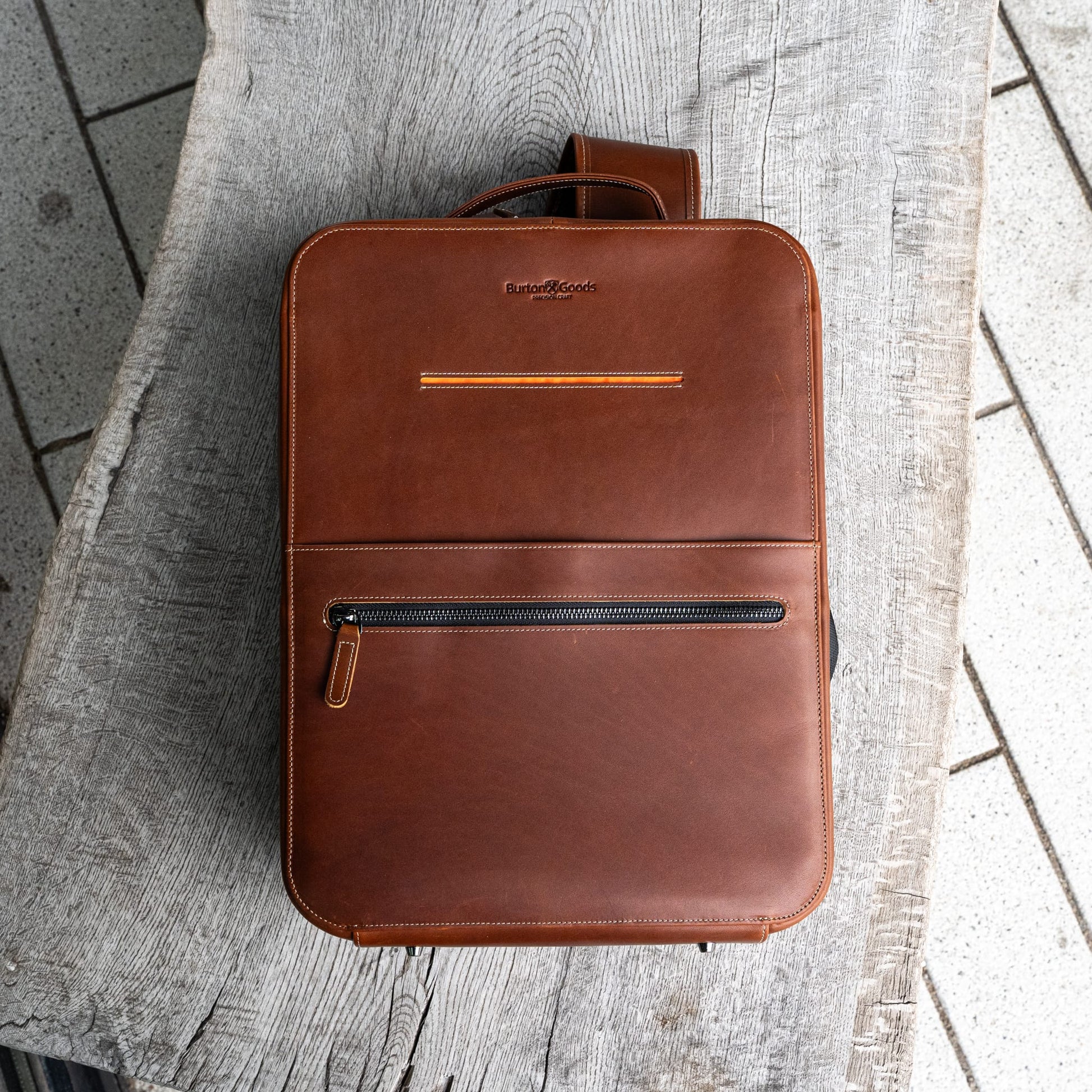 Burton Goods LLC® Leather Bag Mahogany Modern Leather Laptop Backpack