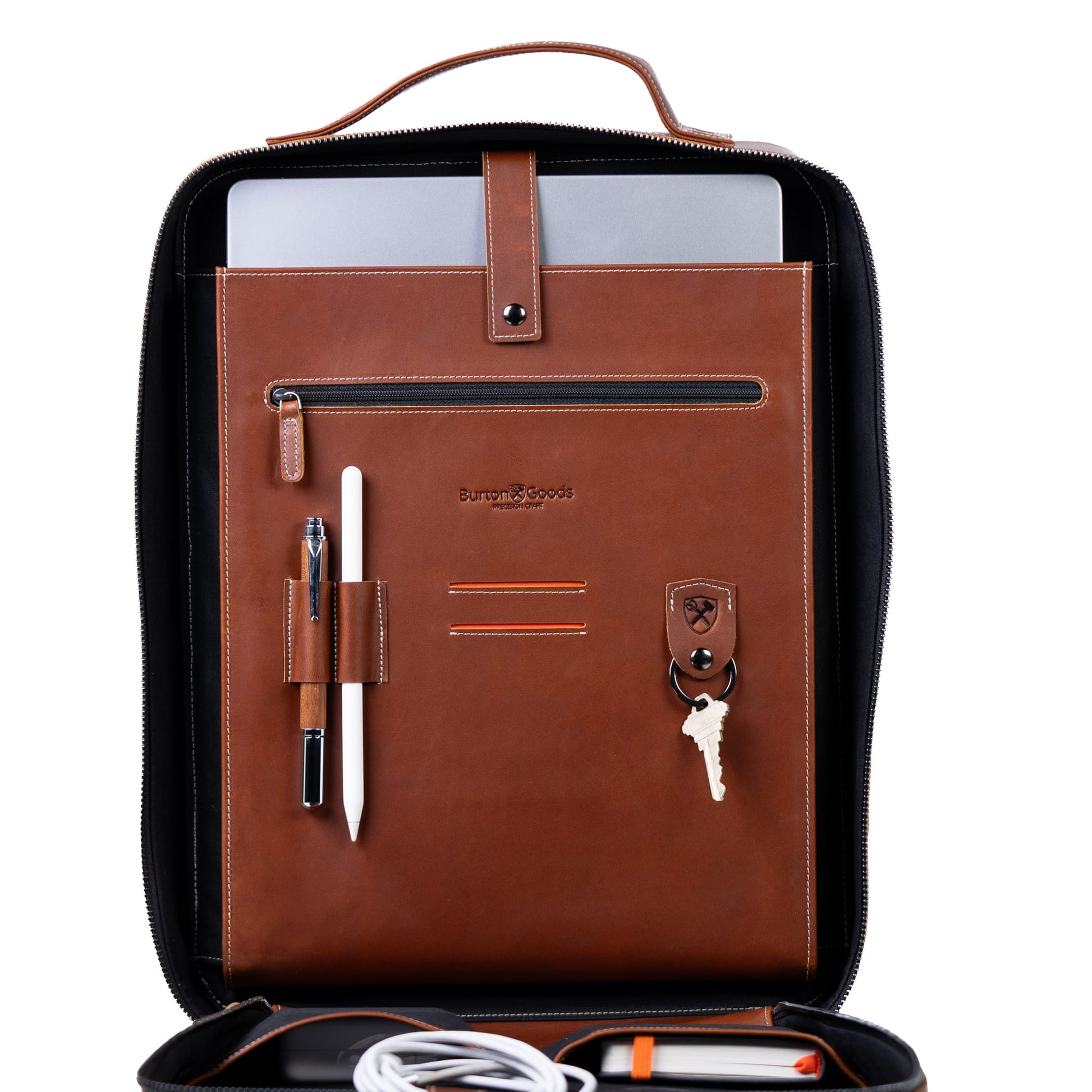 Burton Goods LLC® Leather Bag Mahogany Modern Leather Laptop Backpack