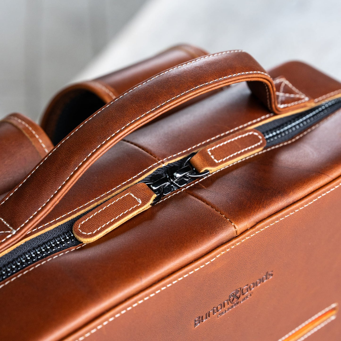 Burton Goods LLC® Leather Bag Mahogany Modern Leather Laptop Backpack