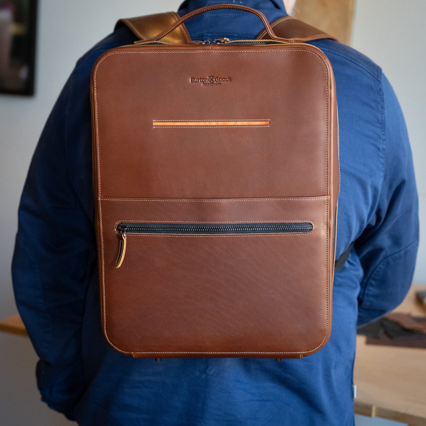 Burton Goods LLC® Leather Bag Mahogany Modern Leather Laptop Backpack