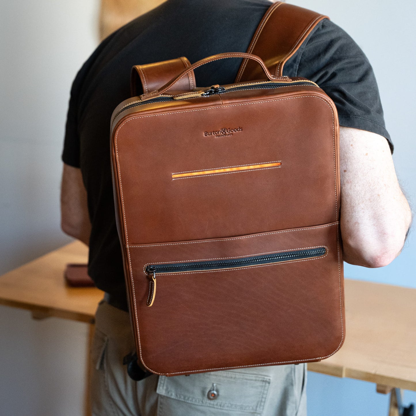 Burton Goods LLC® Leather Bag Mahogany Modern Leather Laptop Backpack