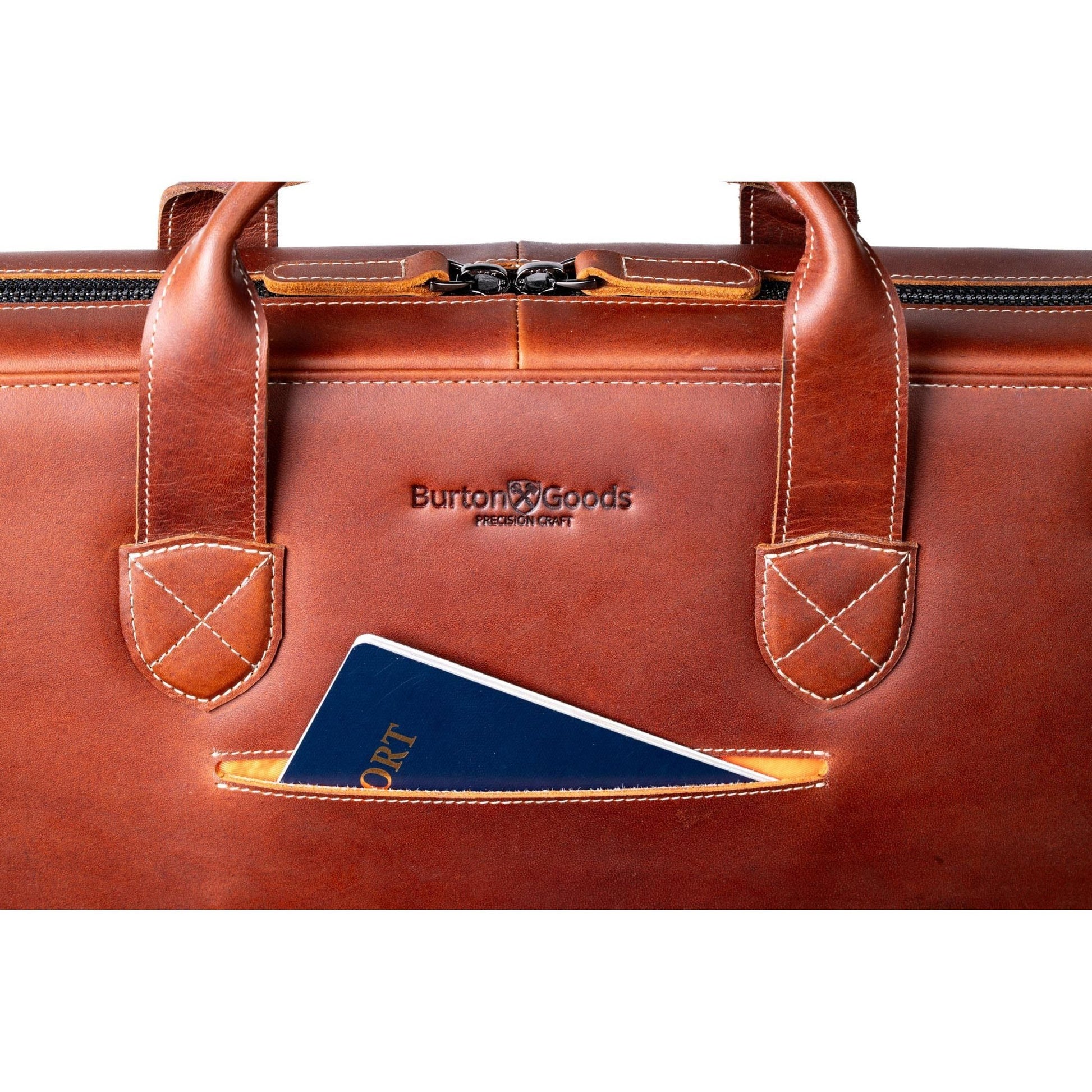 Burton Goods LLC® Leather Bag Mahogany Slim Leather Laptop Briefcase - Medium 16"