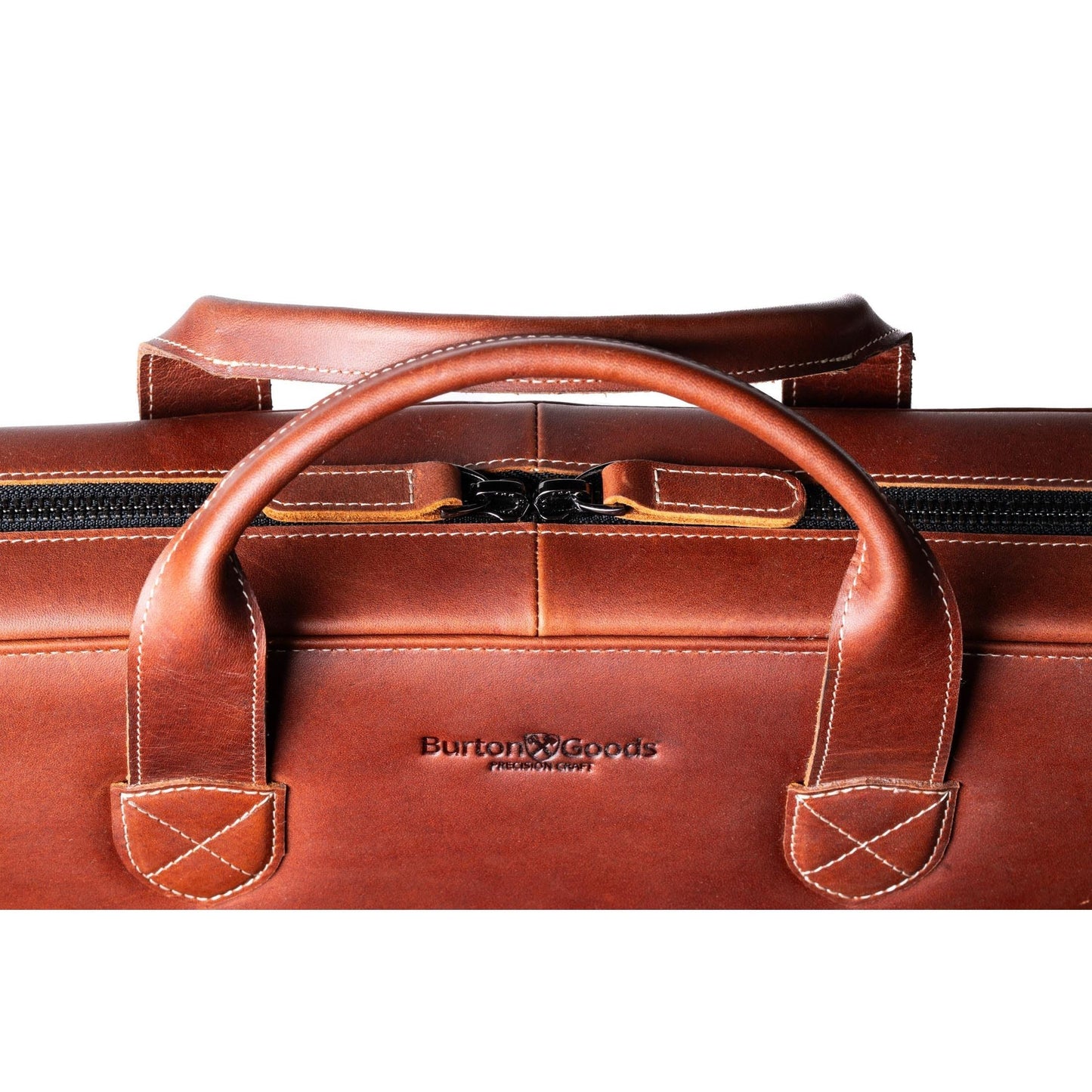 Burton Goods LLC® Leather Bag Mahogany Slim Leather Laptop Briefcase - Medium 16"