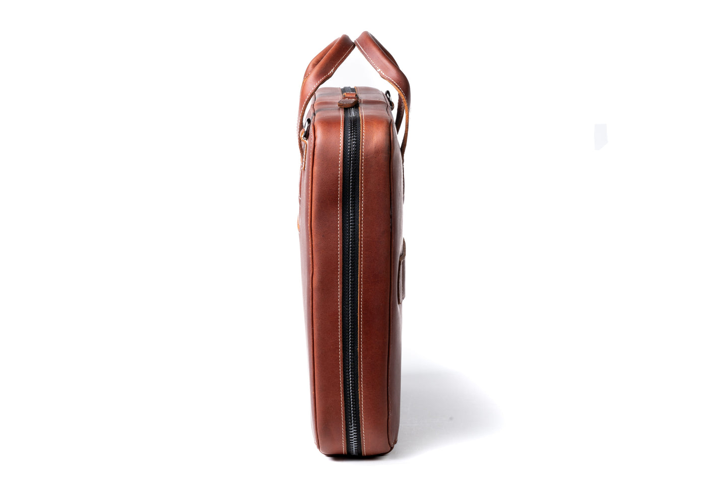 Burton Goods LLC® Light Mahogany Slim Leather Laptop Briefcase - Small 14"