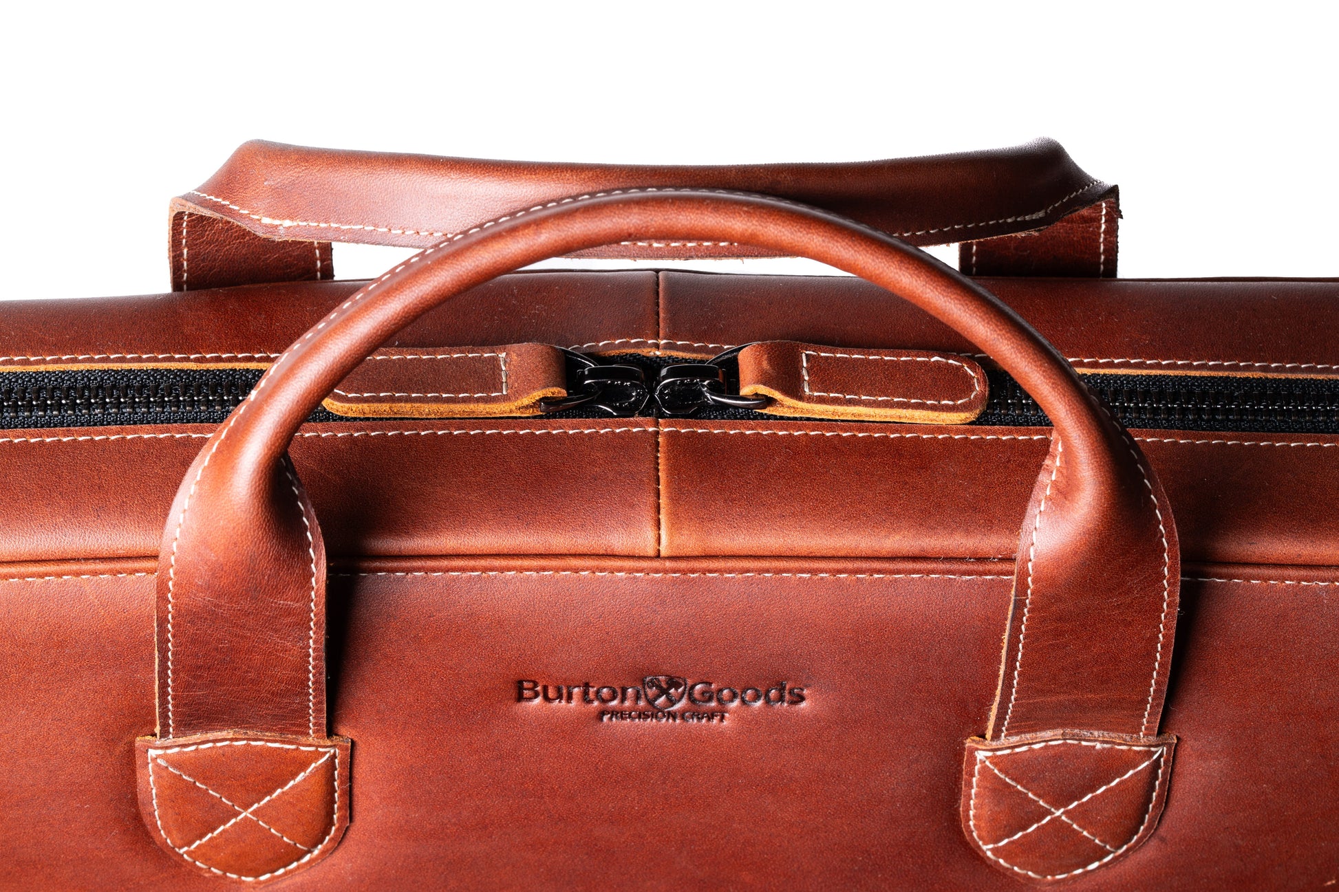 Burton Goods LLC® Light Mahogany Slim Leather Laptop Briefcase - Small 14"