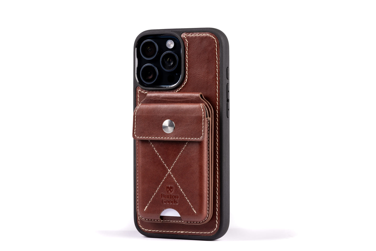 Burton Goods LLC® Mahogany / Mahogany Leather iPhone 15 Pro Case Value Bundle