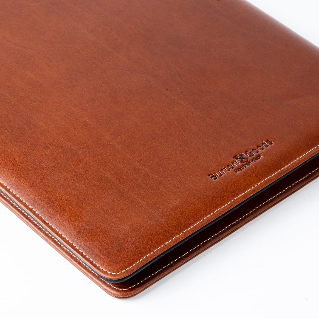 Burton Goods LLC® Light Mahogany Leather Padfolio with iPad sleeve