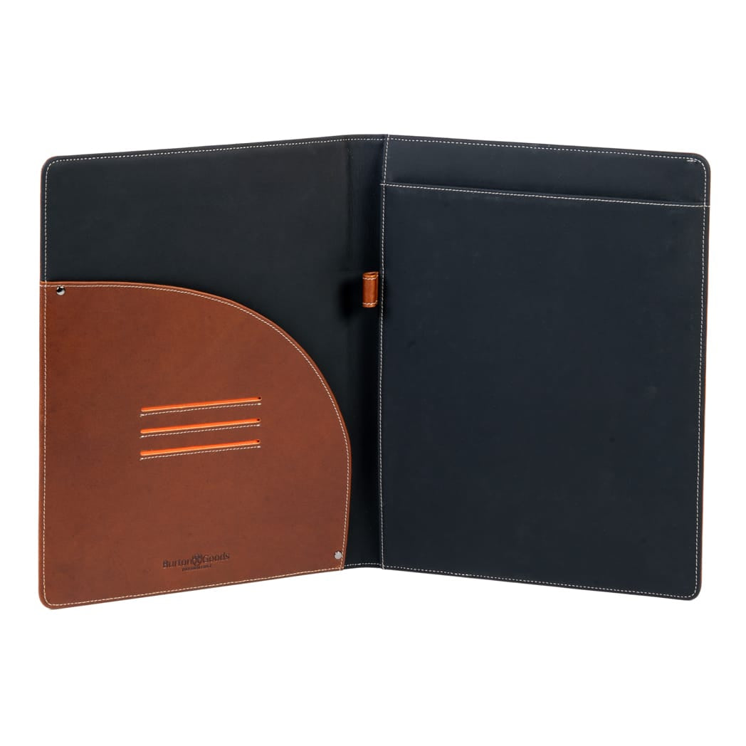 Burton Goods LLC® Light Mahogany Leather Padfolio with iPad sleeve