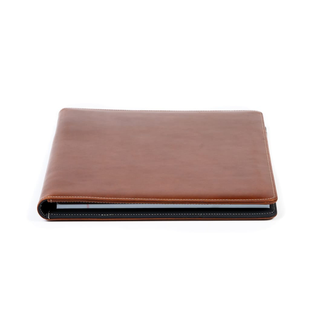 Burton Goods LLC® Light Mahogany Leather Padfolio with iPad sleeve