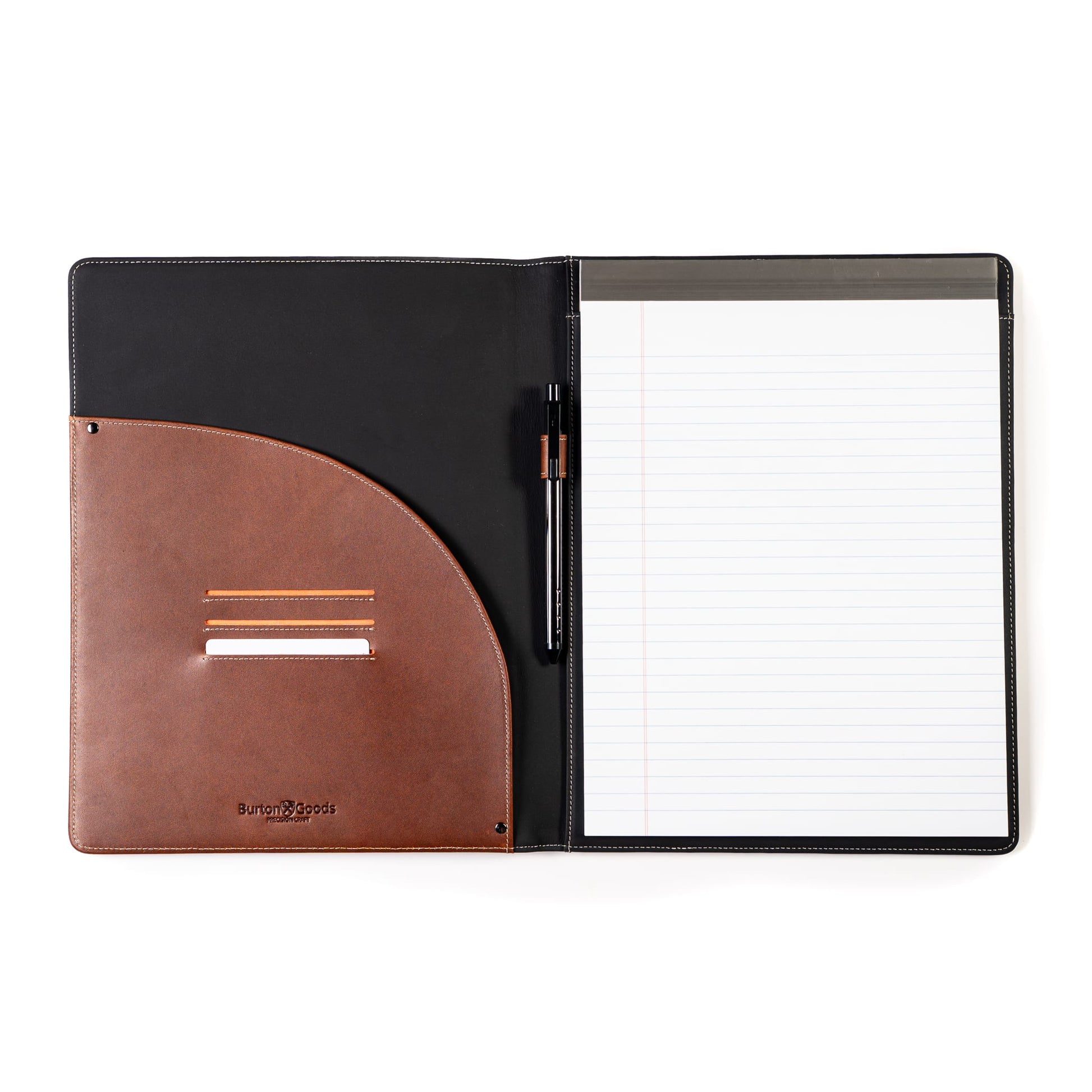 Burton Goods LLC® Light Mahogany Leather Padfolio with iPad sleeve