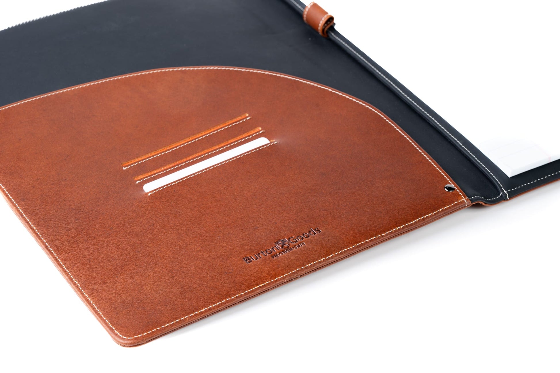 Burton Goods LLC® Light Mahogany Leather Padfolio with iPad sleeve