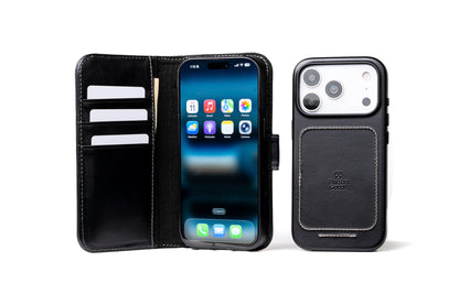 Burton Goods LLC® Onyx Black / Mahogany Luxury Pocket Book For iPhone 17 Pro