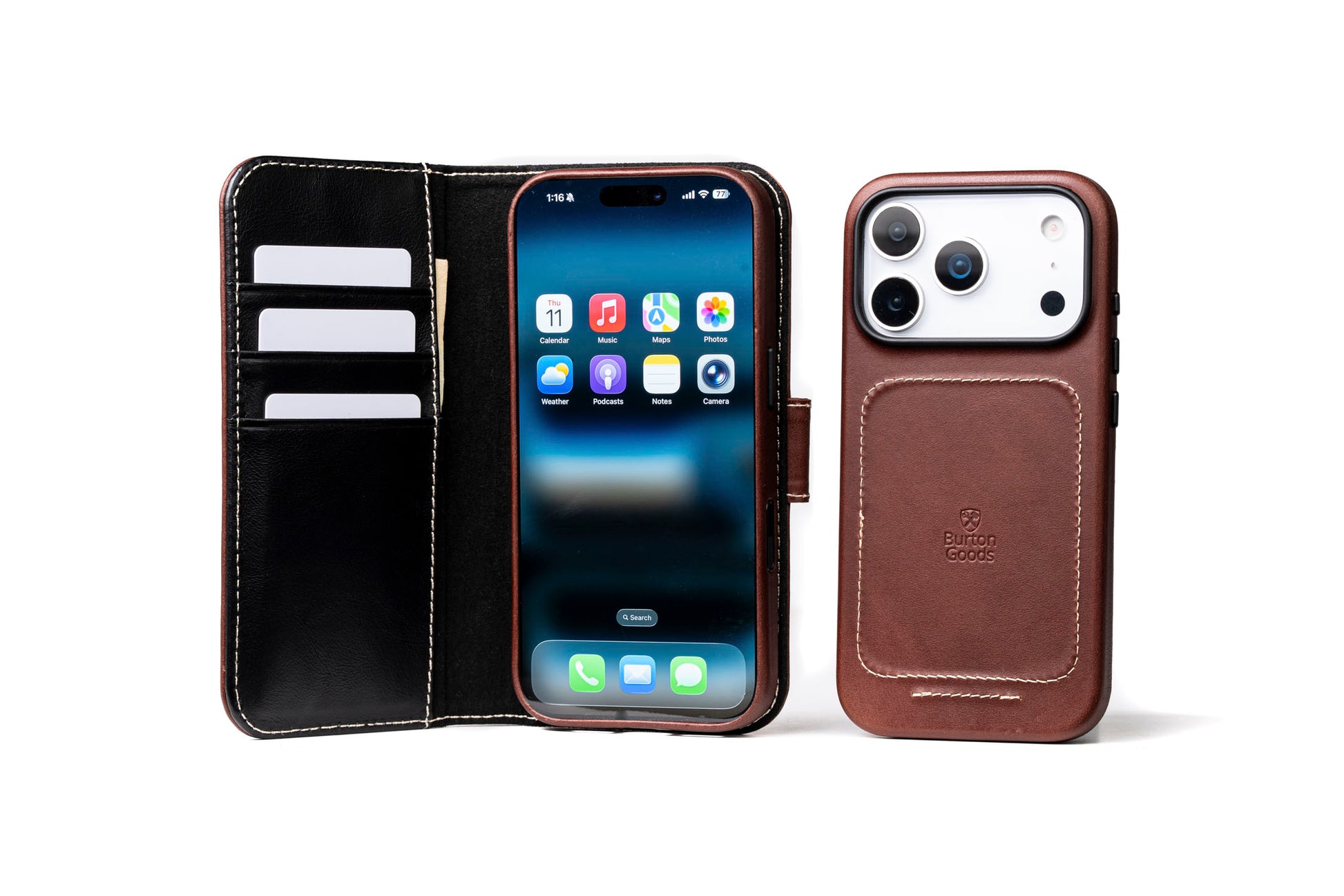 Burton Goods LLC® Mahogany / Mahogany Luxury Pocket Book For iPhone 17 Pro