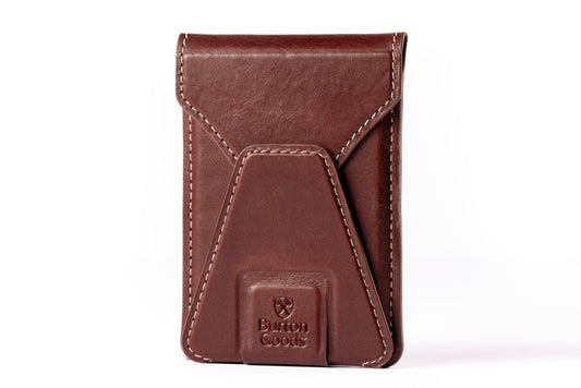 Burton Goods LLC® MagSafe wallet Mahogany Slim Magsafe Leather Wallet Stand
