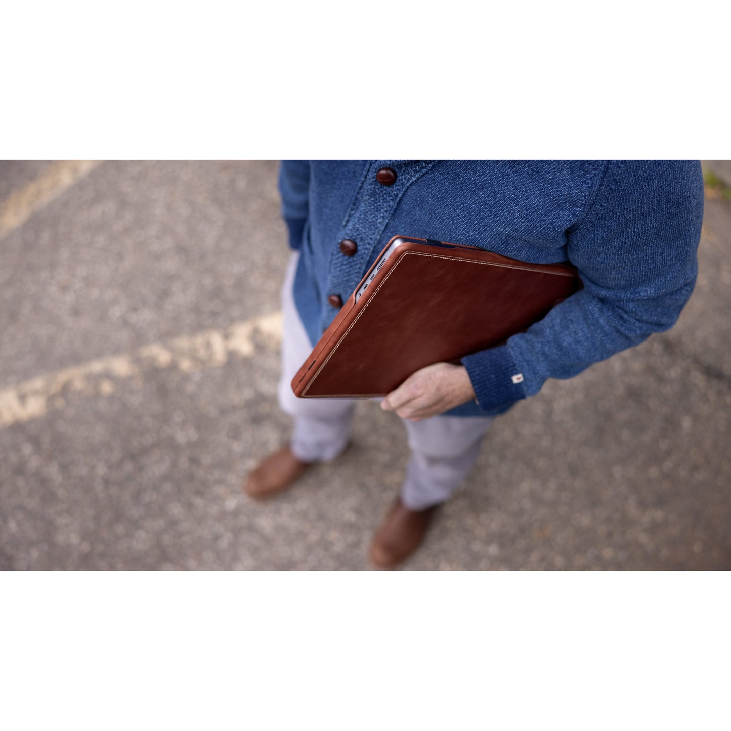 Burton Goods MacBook Case 14” Mahogany Luxury Leather Slim Case For MacBook Pro 14 Inch