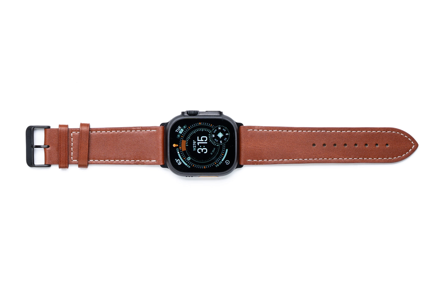 Burton Goods Watch Band Deep Amber / Onyx Black Classic Leather Strap