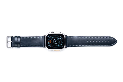 Burton Goods Watch Band Deep Sea Blue / Stainless Steel Classic Leather Strap