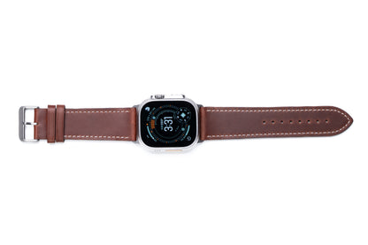 Burton Goods Watch Band Mahogany / Stainless Steel Classic Leather Strap