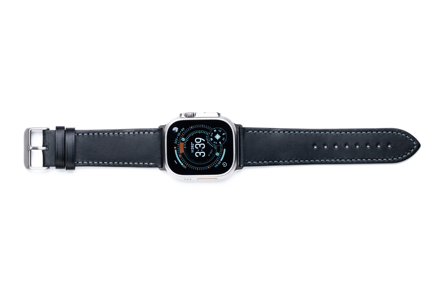Burton Goods Watch Band Onyx Black / Stainless Steel Classic Leather Strap