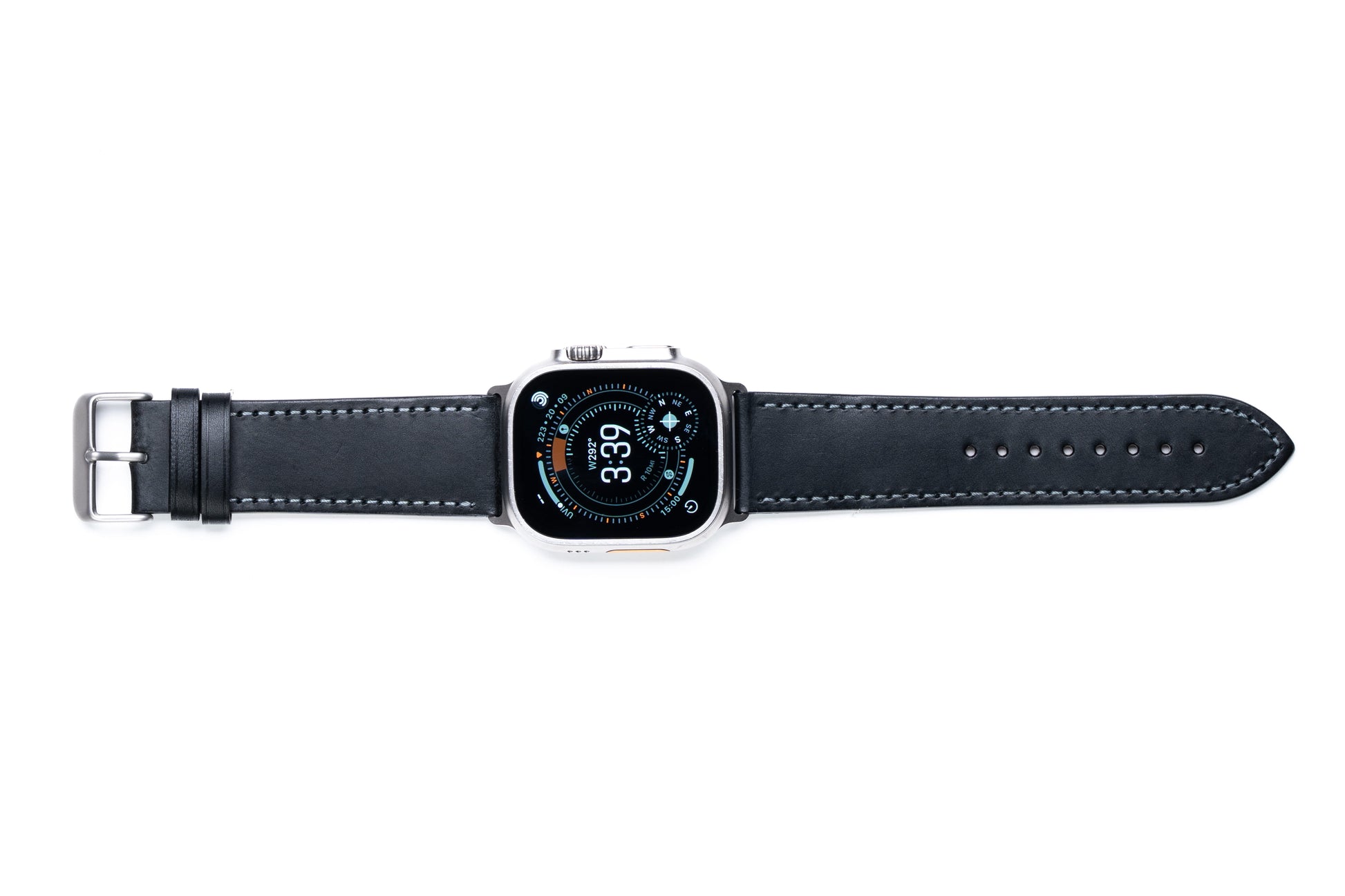Burton Goods Watch Band Onyx Black / Stainless Steel Classic Leather Strap