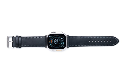 Burton Goods Watch Band Onyx Black / Stainless Steel Classic Leather Strap